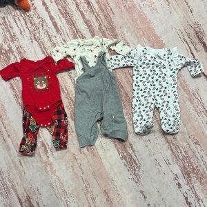 Festive Red and Gray Kids One Piece Set